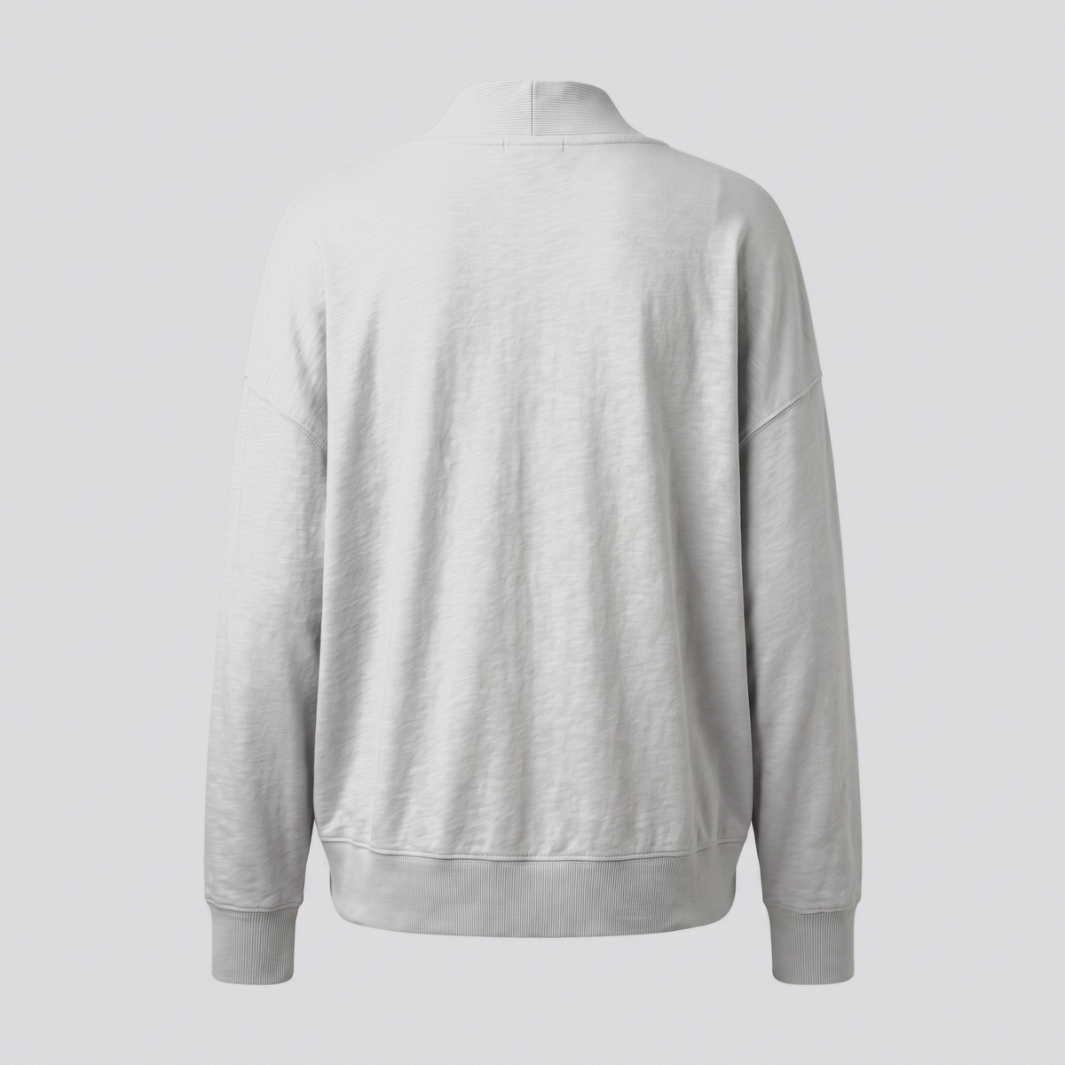 Cardigan en maille, brume, vue de dos — SLOW HARBOUR