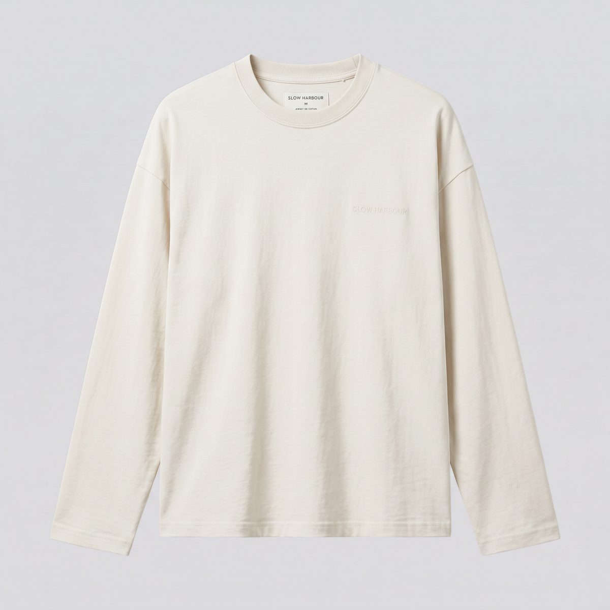 T-shirt manches longues, écume, vue de face — SLOW HARBOUR