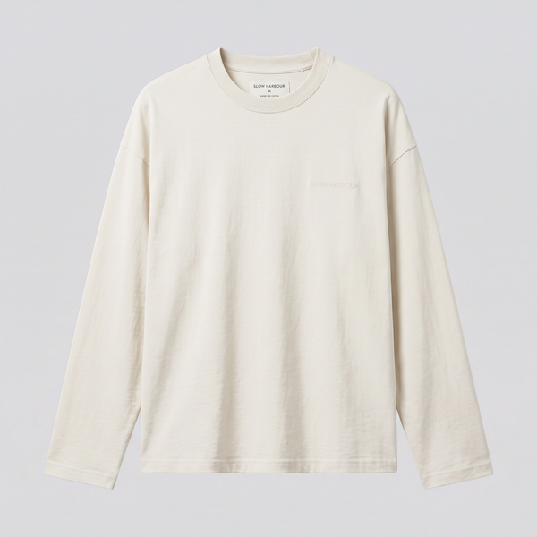 T-shirt manches longues, écume, vue de face — SLOW HARBOUR